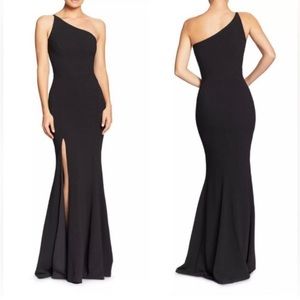 Dress The Population Black Amy One Shoulder Crepe Gown Dress Size S